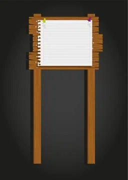 Wooden signage, vector illustration,  a rectangle with a paper Stock Illustration