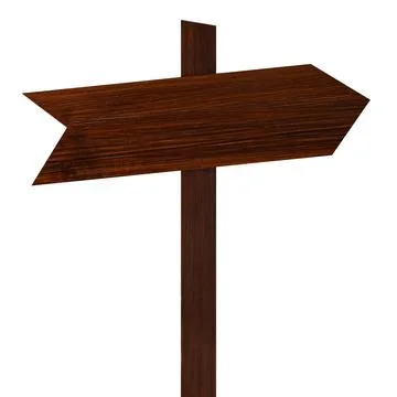 Wooden signpost with arrow-shaped pointer isolated on white Foto stock