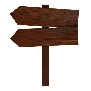 Wooden signpost with arrow-shaped pointers isolated on white Stock Photos