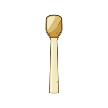 Wooden single use flat spoon for ice cream dessert Stock Illustration