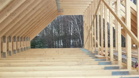 Wooden Skeleton Frame Structure Video stock 147834591