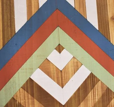 Wooden slats background with triangular geometric shapes 写真素材