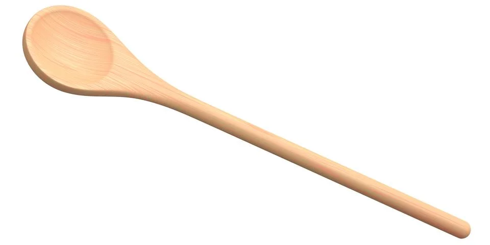 Wooden solid spoon or kitchen utensils on white background. 스톡 일러스트