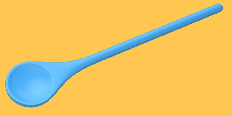 Wooden solid spoon or kitchen utensils on orange background. Stock Illustration