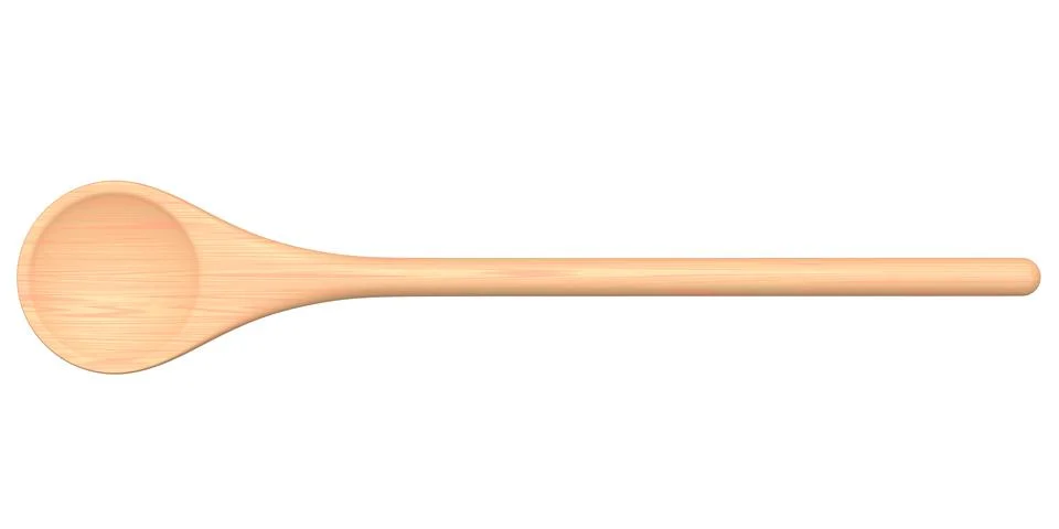 Wooden solid spoon or kitchen utensils on white background. イラスト素材