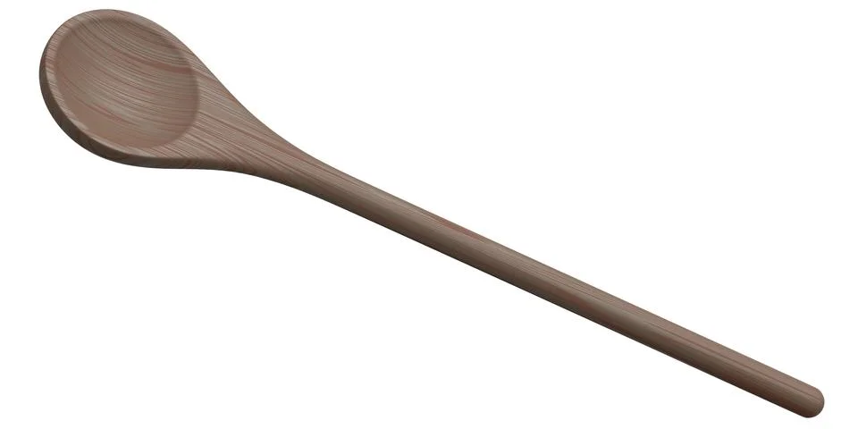 Wooden solid spoon or kitchen utensils on white background. Illustrazione stock