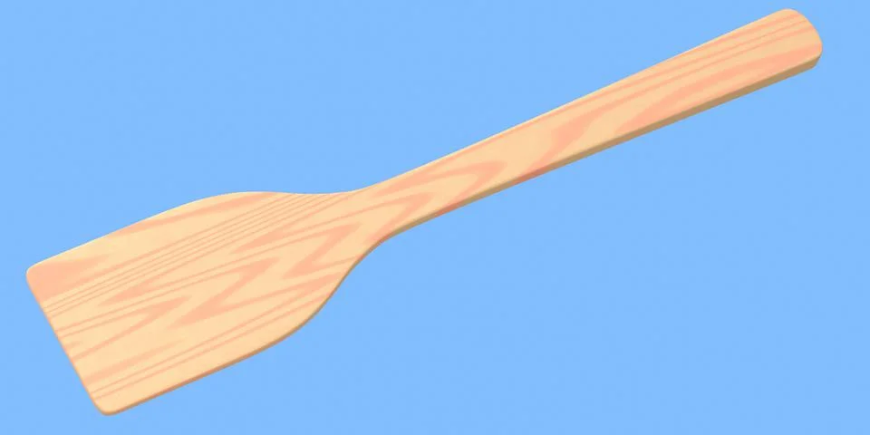 Wooden solid turner or kitchen utensils on blue background. イラスト素材
