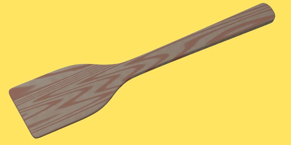 Wooden solid turner or kitchen utensils on yellow background. Illustrazione stock