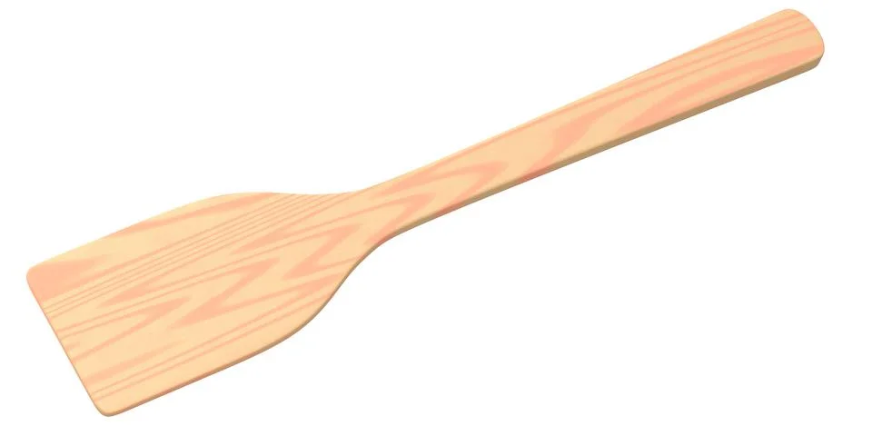 Wooden solid turner or kitchen utensils on white background. Illustrazione stock