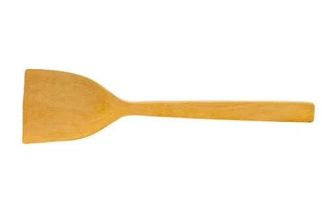 Wooden spatula isolated on withe background. Stock Photos