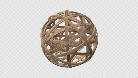 Wooden Sphere Loop 4K With Alpha Channel Stock Footage 255997882