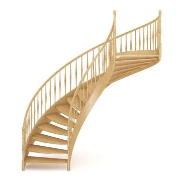 Wooden Spiral Stairs 6 3D Model