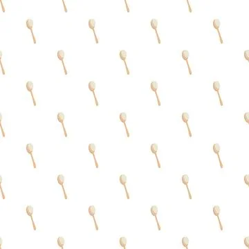 Wooden spoon kitchen tool seamless repeating pattern background Stock Illustration
