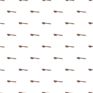 Wooden spoon pattern repeating on white background Illustrazione stock