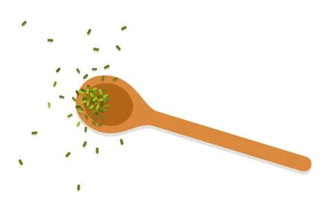 Wooden spoon with spices vector flat isolated Stock Illustration