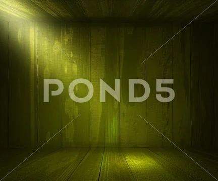 Wooden spotlight room green background Stock Illustration