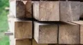 Wooden squared timbers for the building of a wooden house HD Footage
