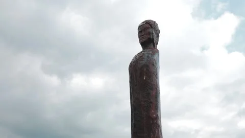 Wooden statue time lapse Stockbeeldmateriaal 196006748
