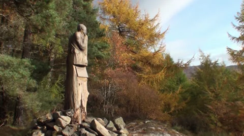 Wooden Statue Wide Stock Footage 28676740