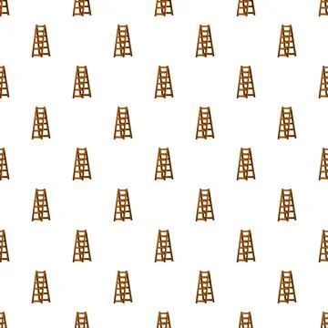 Wooden step ladders seamless pattern on white background Stockillustratie