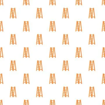 Wooden stepladder objects forming seamless repeating pattern Illustrazione stock
