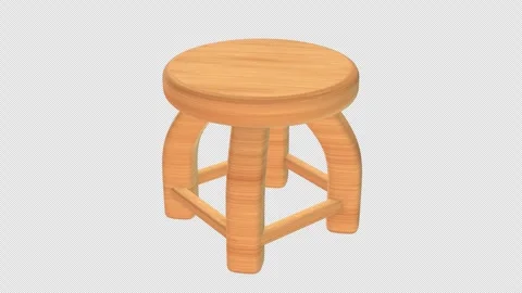 Wooden Stool Rotating on a Transparent Background. Seamless Loop. Furniture. 4K Stock Footage 290862339