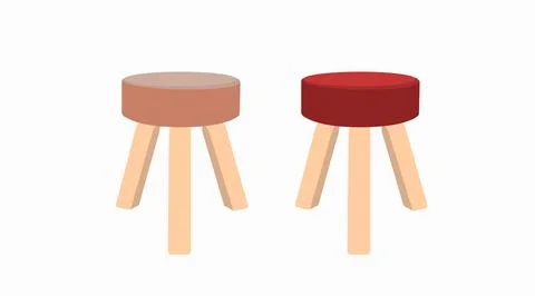 Wooden Stool Vector Set. Stock Illustration