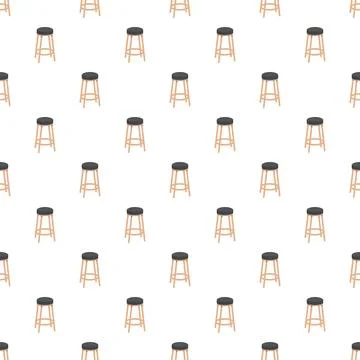 Wooden stools and black seats seamless pattern background Stock Illustration