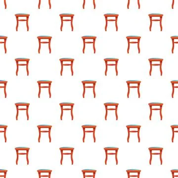Wooden stools seamless pattern with blue upholstered seats Illustrazione stock