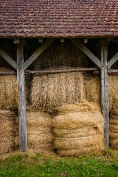 Wooden straw loft in dordogne region of france Stock Photos
