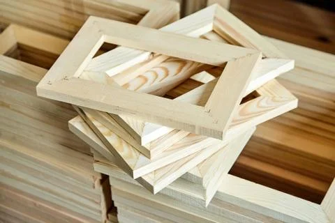 Wooden stretcher bar frames. Subframes for gallery wrapped canvas Stock Photos