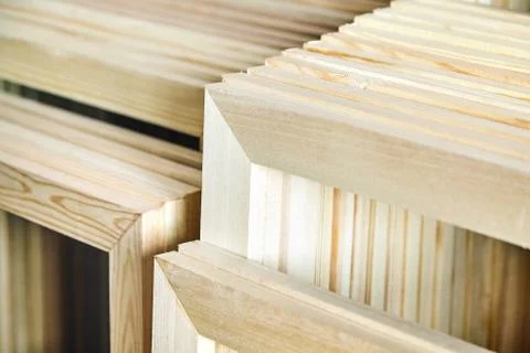 Wooden stretcher bar frames. Subframes for gallery wrapped canvas Stock Photos