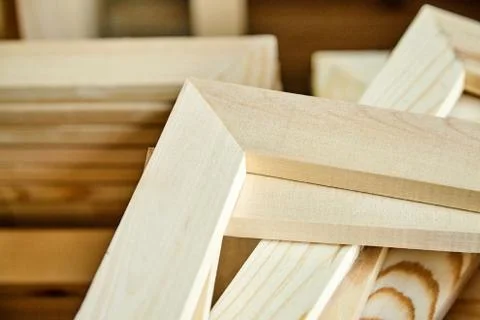 Wooden stretcher bar frames. Subframes for gallery wrapped canvas Stock Photos