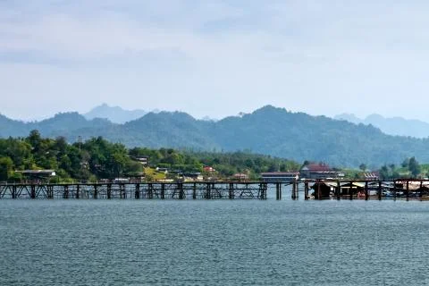 Wooden structure bridge Stock Photos
