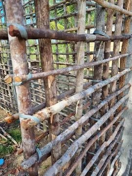 Wooden structure with natural elements Stock Photos