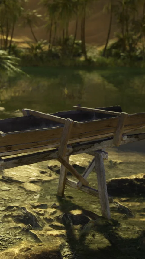 Wooden structure near the water in a natural setting in the daytime Stock Footage 331663191