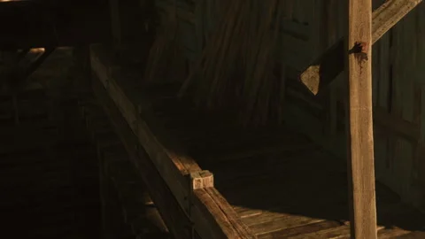 Wooden structure shows empty space and rough textures at construction site Vidéo 345046457