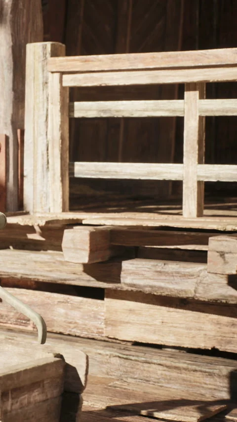 Wooden structure with simple design and outdoor setting at daylight hours Stock Footage 342102979