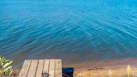 The wooden structure of the small river Platform Stock Photos