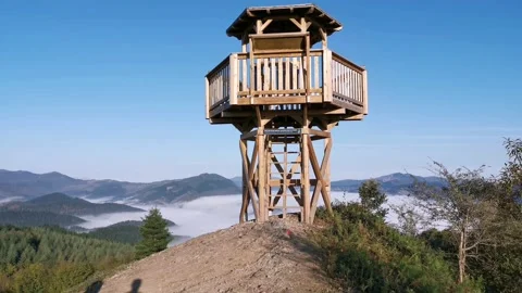 Wooden structure in the top of the mountain Stock Footage 140453145