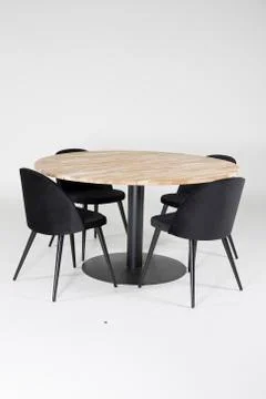 Wooden stylish round table with chair set for interior,living room,house,office Stock Photos