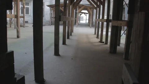 Wooden support corridor Stock Footage 100242712
