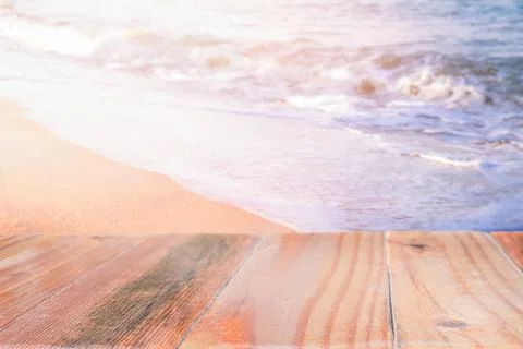 Wooden surface on beach Stock Photos