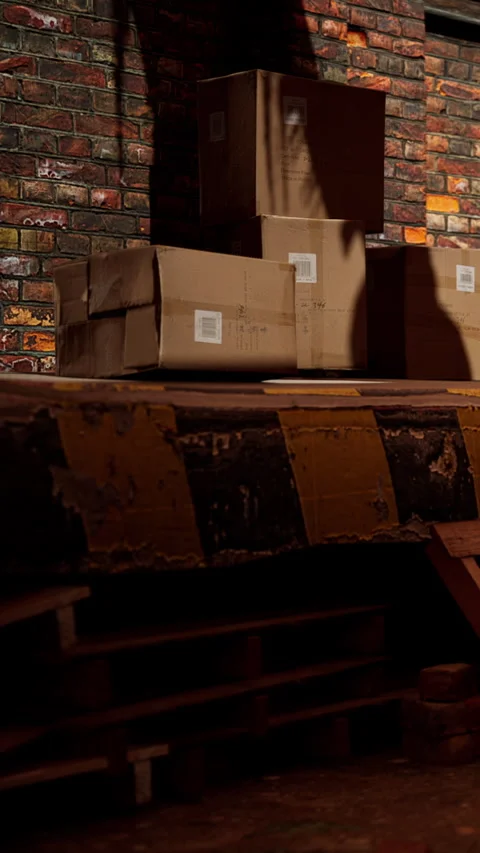 Wooden surface with brick wall in background at a workshop Stock Footage 346758961
