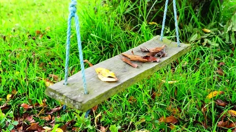 A wooden swing in the wind Stock Footage 120156584
