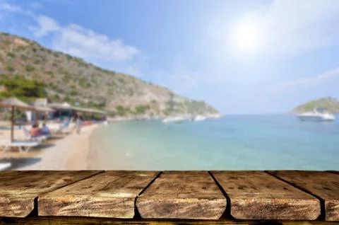 Wooden table background Stock Photos