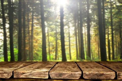 Wooden table background Stock Photos