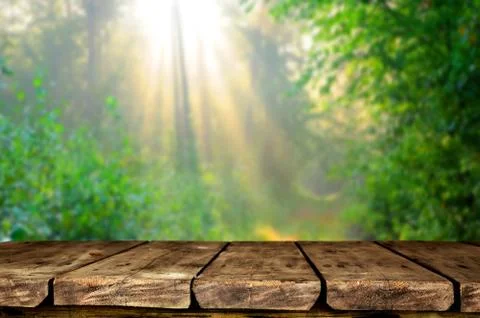 Wooden table background Stock Photos