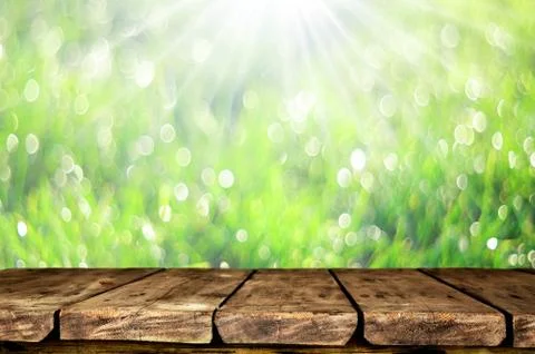 Wooden table background Stock Photos