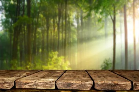 Wooden table background Stock Photos
